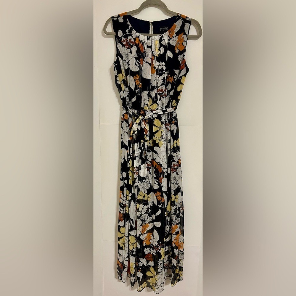 Enfocus Studio Black Floral Maxi Dress with Yellow & Orange Blooms
